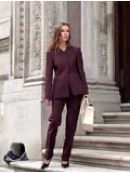 Women's Deep Plum Tailored Pantsuit - Elegant Two-Piece Set